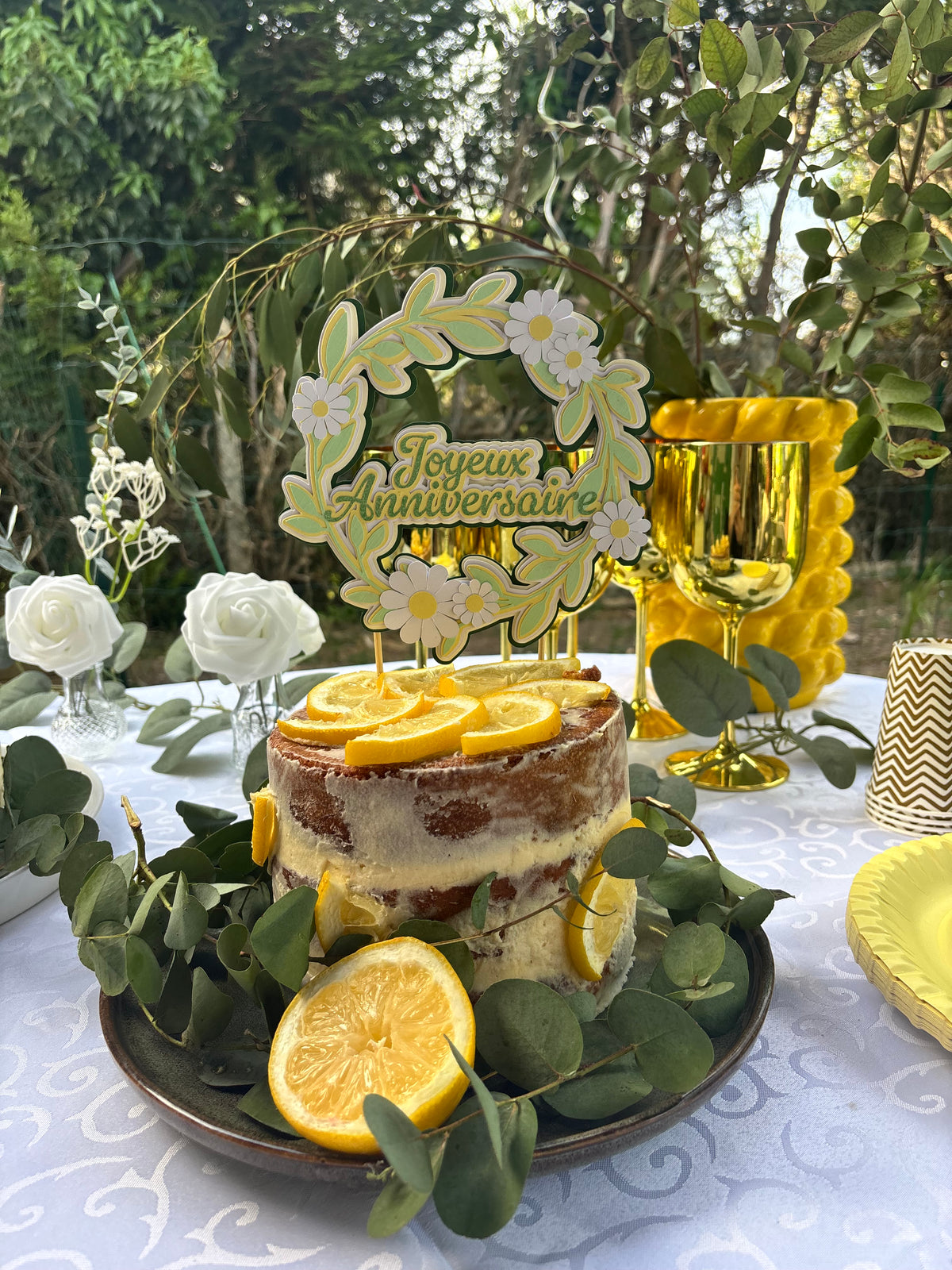 Cake Topper Marguerite personnalisé – Décoration gâteau anniversaire