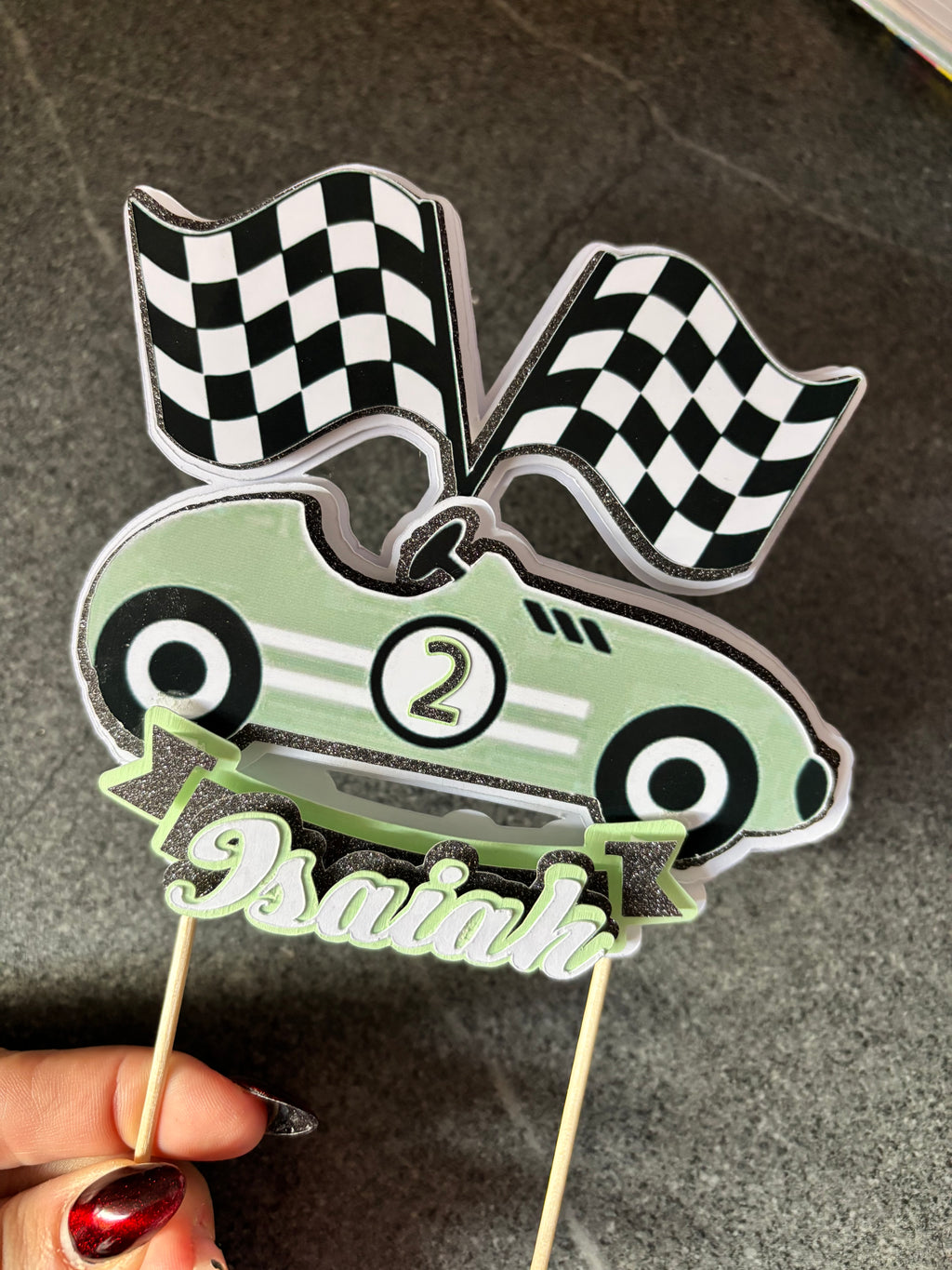 Cake Topper Voiture personnalisé – Décoration gâteau anniversaire