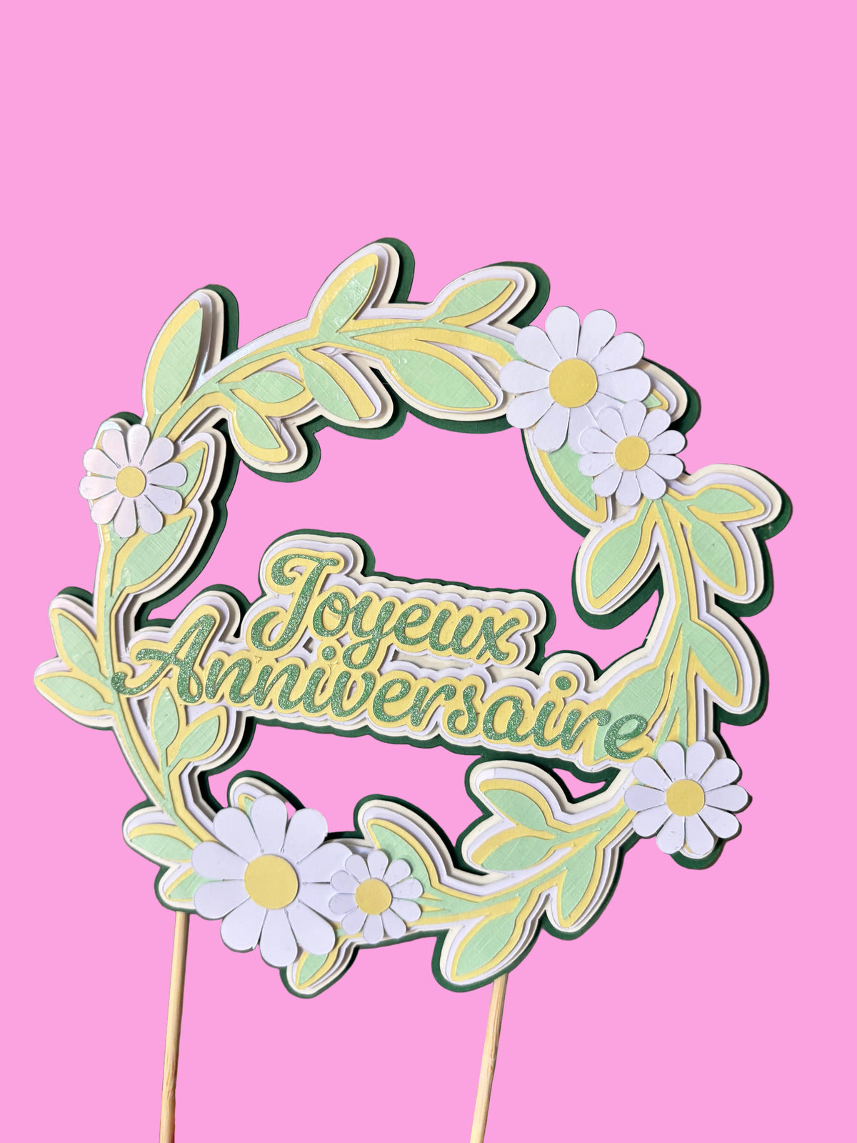 Cake Topper Marguerite personnalisé – Décoration gâteau anniversaire