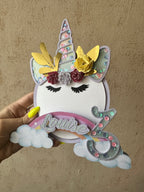 Cake Topper Licorne personnalisé – Décoration gâteau anniversaire