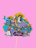 Cake Topper Jasmine et Aladdin personnalisé – Décoration gâteau anniversaire