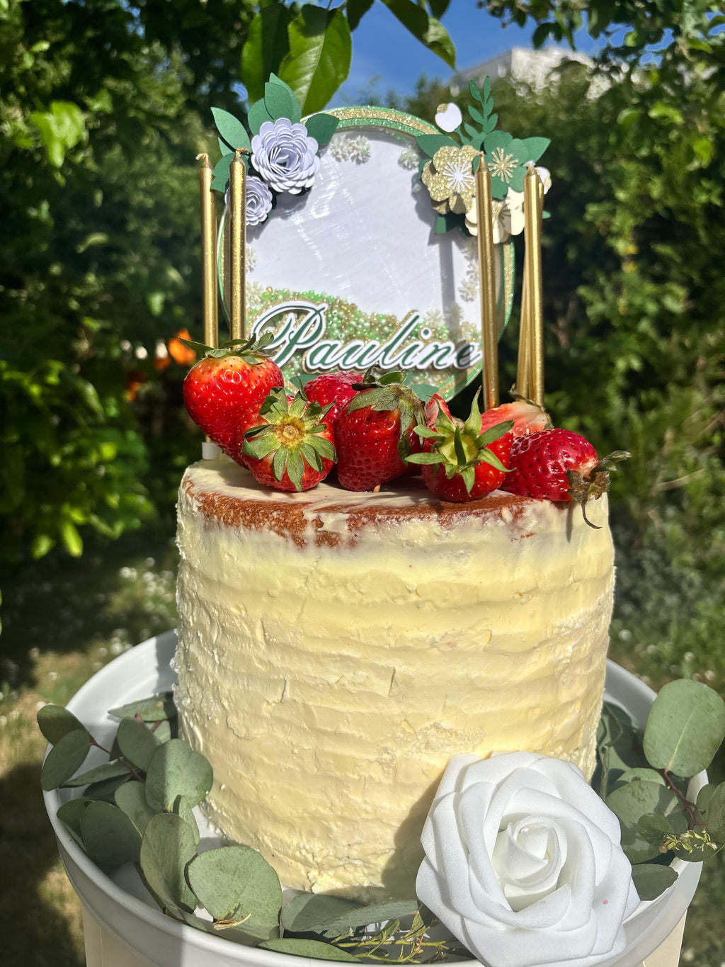 Cake Topper Fleurs en 3D personnalisé – Décoration gâteau anniversaire