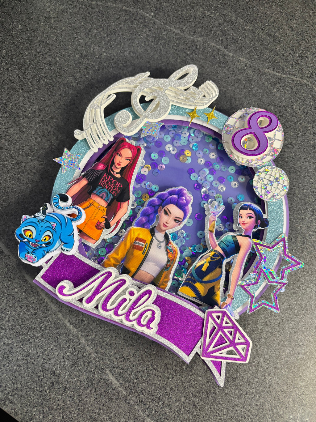 Cake Topper KPop Demon Hunters personnalisé – Décoration gâteau anniversaire