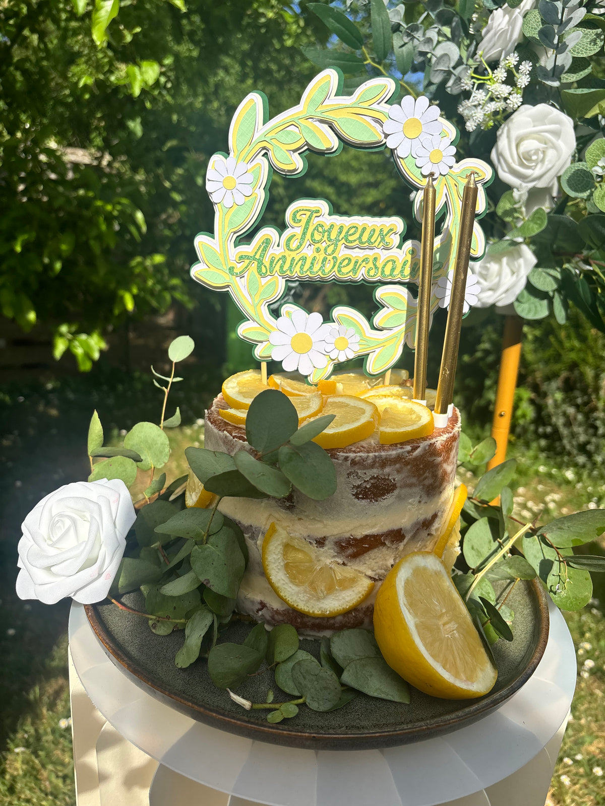 Cake Topper Marguerite personnalisé – Décoration gâteau anniversaire