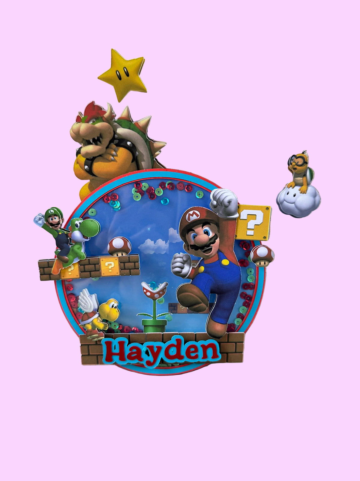 Cake Topper Mario personnalisé – Décoration gâteau anniversaire