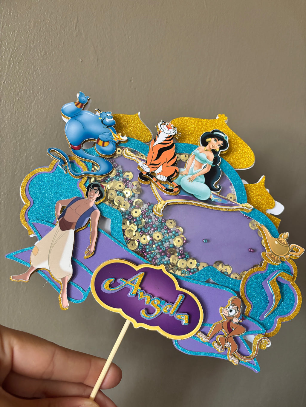 Cake Topper Jasmine et Aladdin personnalisé – Décoration gâteau anniversaire