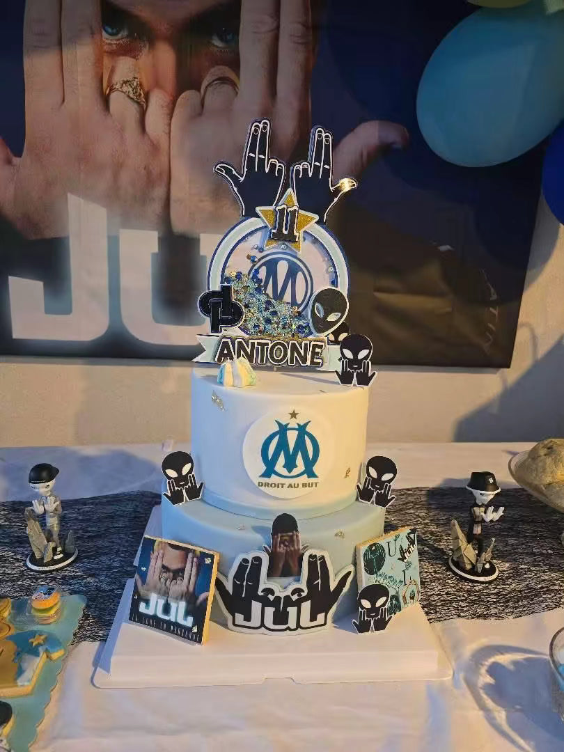 Cake Topper OM personnalisé – Olympique de Marseille – Anniversaire Football