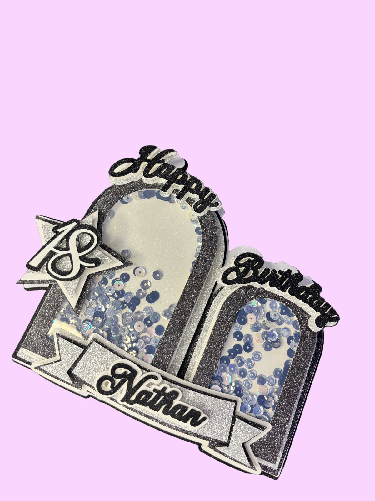 Cake Topper Noir et Blanc personnalisé – Décoration gâteau anniversaire