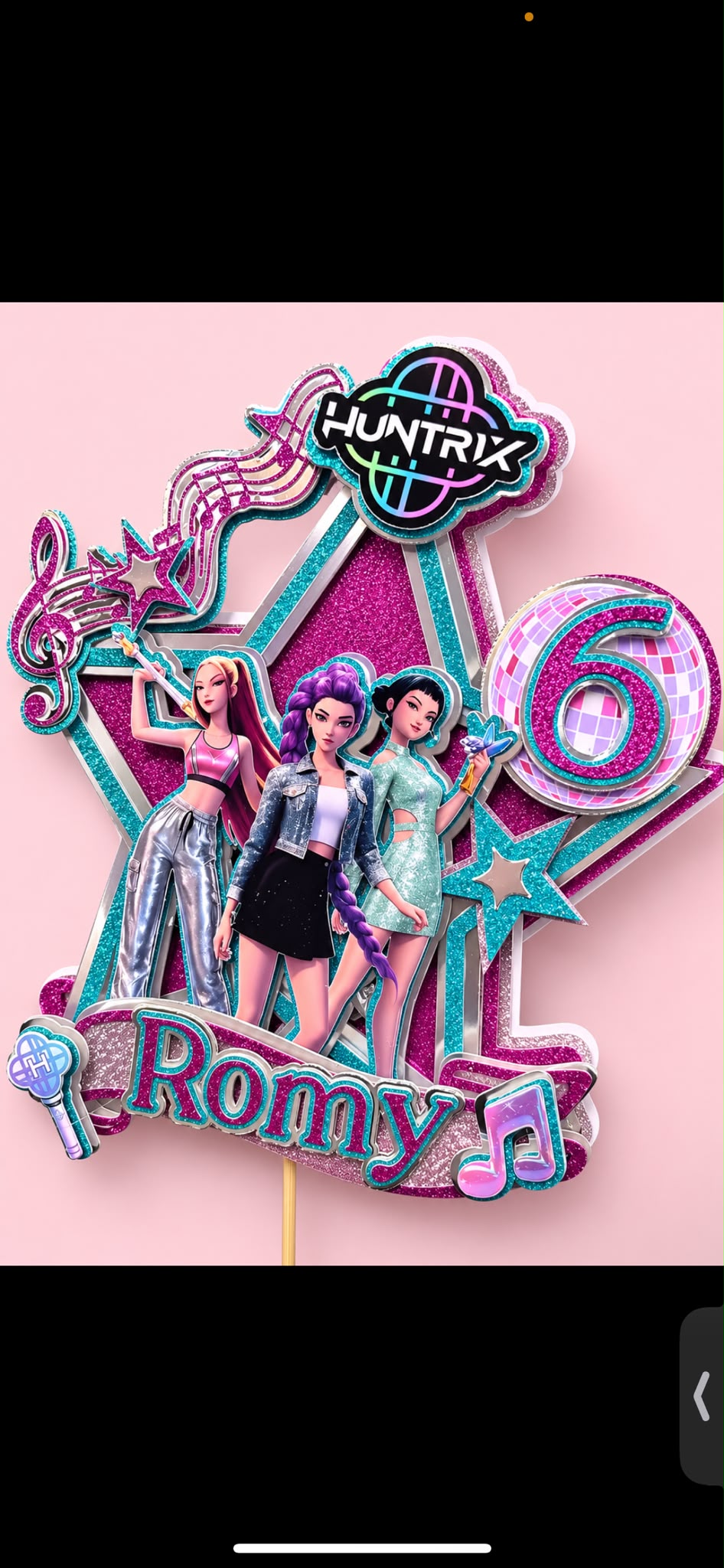 Cake Topper Huntrix personnalisé – KPop Demon Hunters – Décoration gâteau anniversaire
